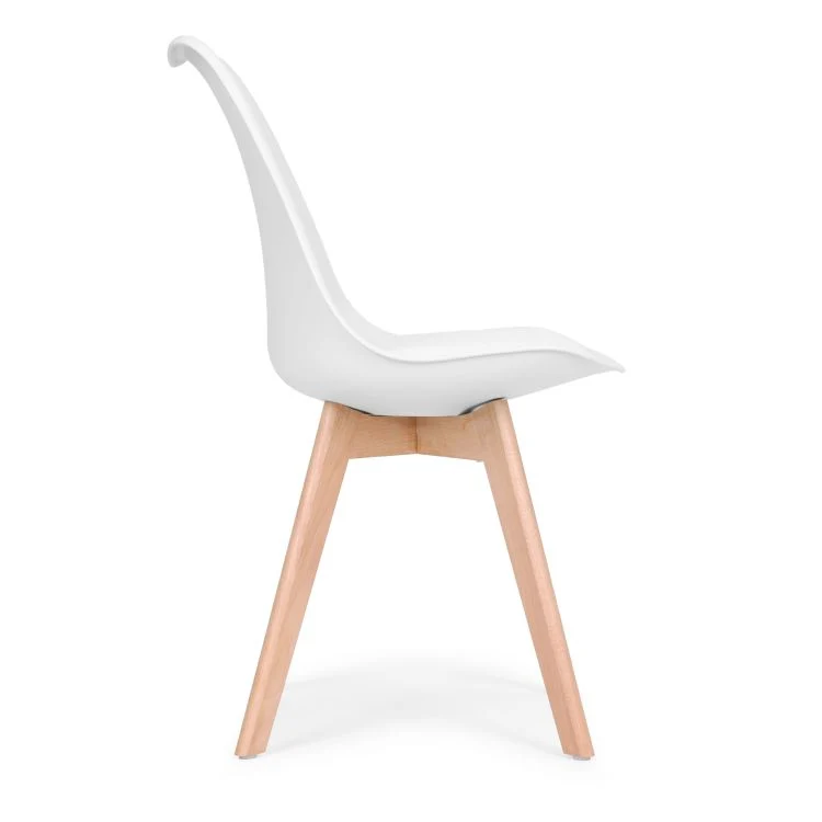 Modern Home Set Van 4 Eetkamerstoelen - Kuip Stoelen Met Eco-Leer Kussen En Beukenhouten Poten - Wit Voordeelstore.nl