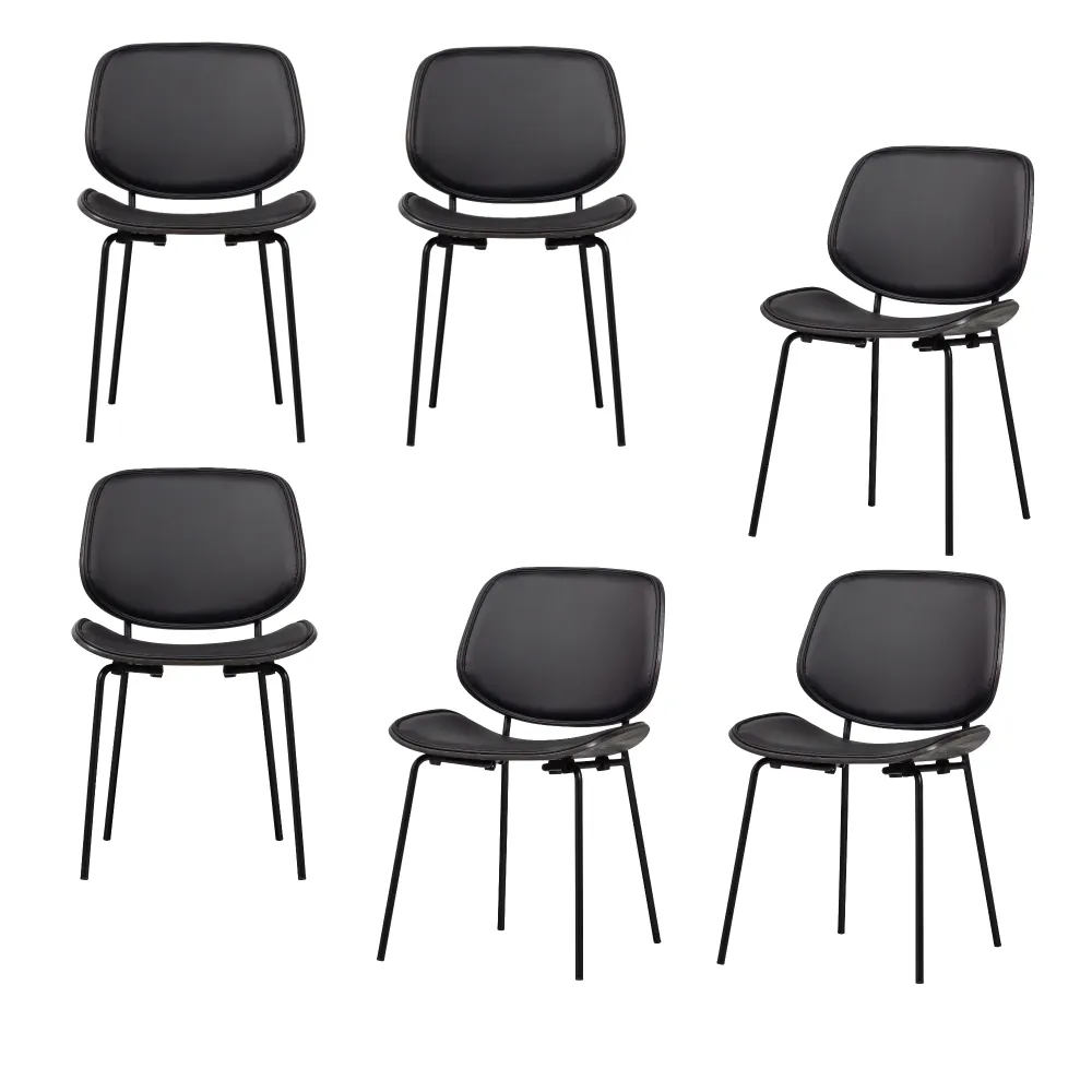 vtwonen eetkamerstoelen Classic - Hout - Zwart/Walnoot - Set van 6