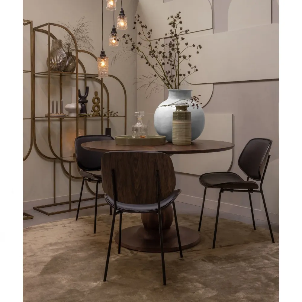 vtwonen eetkamerstoelen Classic - Hout - Zwart/Walnoot - Set van 6
