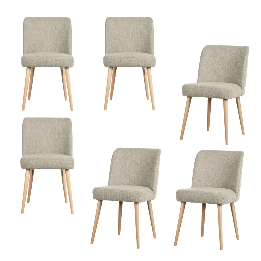 vtwonen eetkamerstoelen Force - Naturel - Grijs - Set van 6