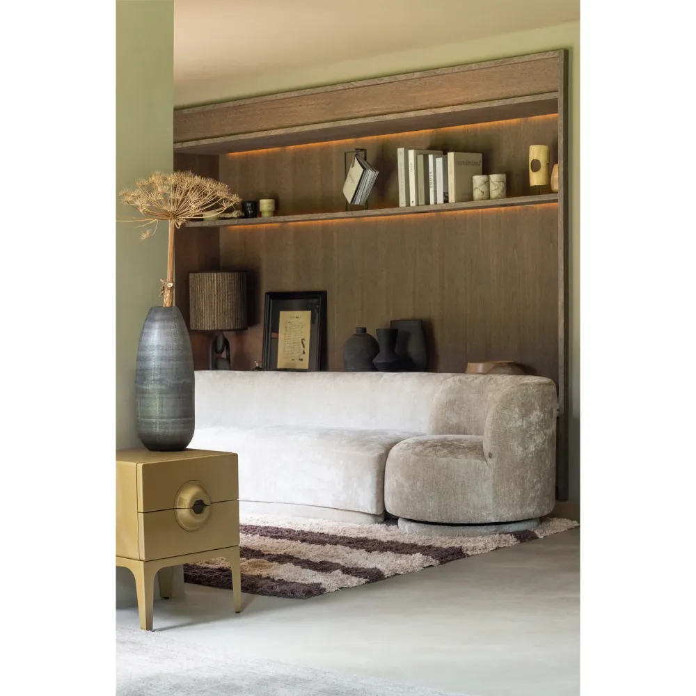 WOOOD bank Combi-Popular - Chenille - Naturel - 72x370x97