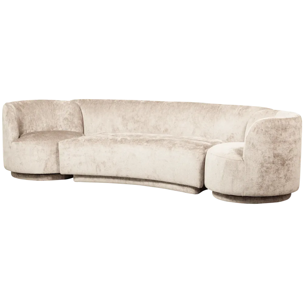 WOOOD bank Combi-Popular - Chenille - Naturel - 72x370x97