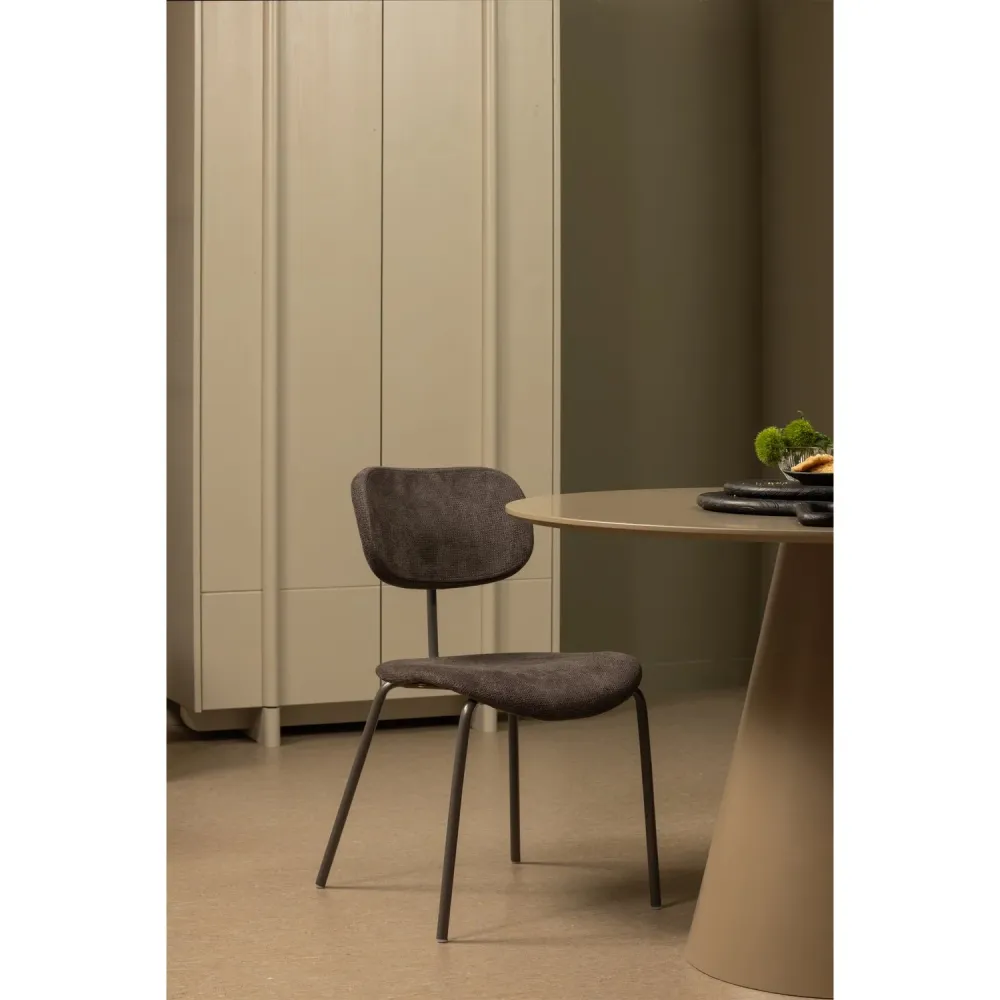 WOOOD eetkamerstoelen Link - Polyester - Bruin/Grijs - Set van 6