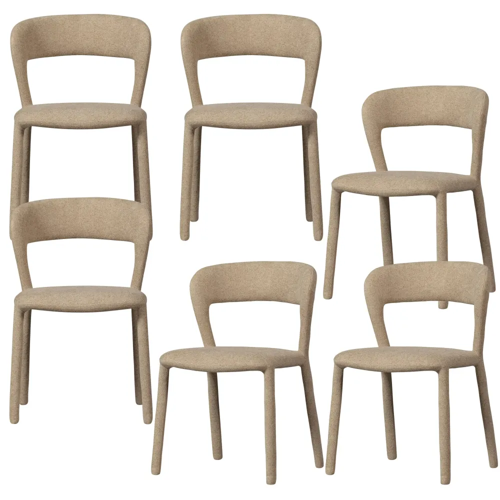 WOOOD eetkamerstoelen Noble - Polyester - Zand - Set van 6