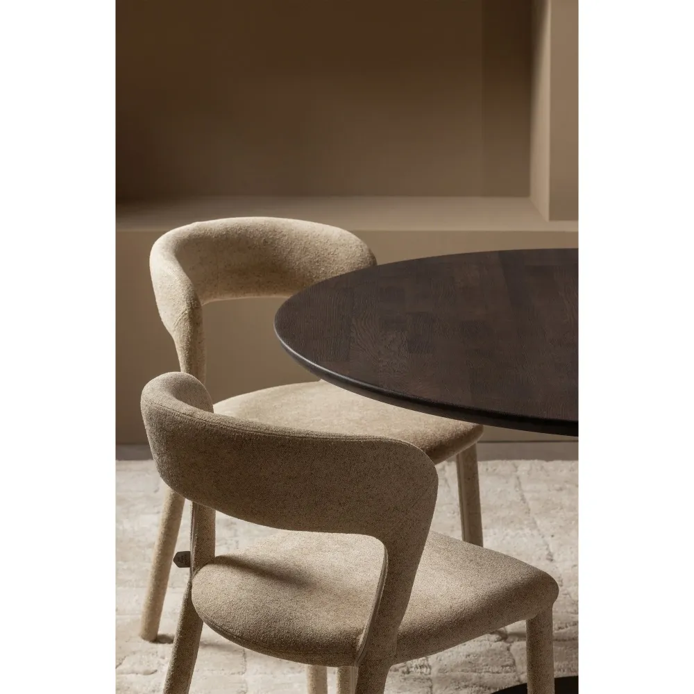WOOOD eetkamerstoelen Noble - Polyester - Zand - Set van 6