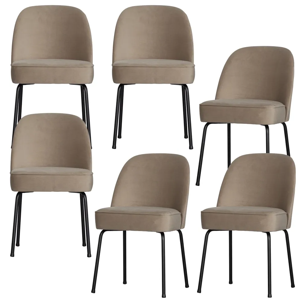 WOOOD eetkamerstoelen Vogue - Fluweel - Khaki - Set van 6