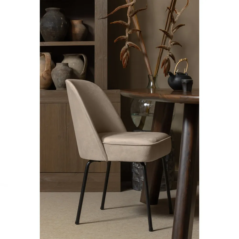 WOOOD eetkamerstoelen Vogue - Fluweel - Khaki - Set van 6