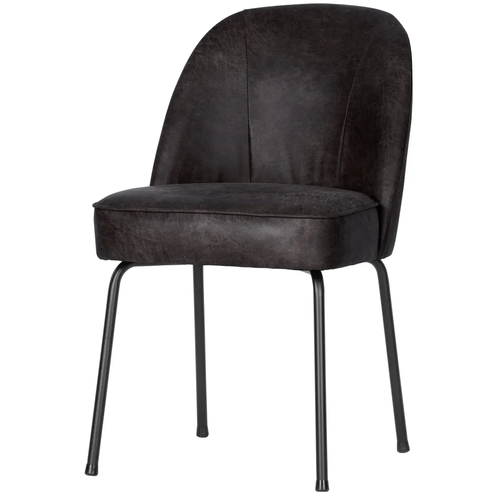 WOOOD eetkamerstoelen Vogue - Leer - Zwart - Set van 6
