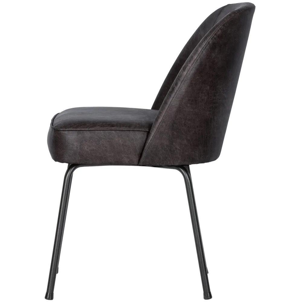 WOOOD eetkamerstoelen Vogue - Leer - Zwart - Set van 6