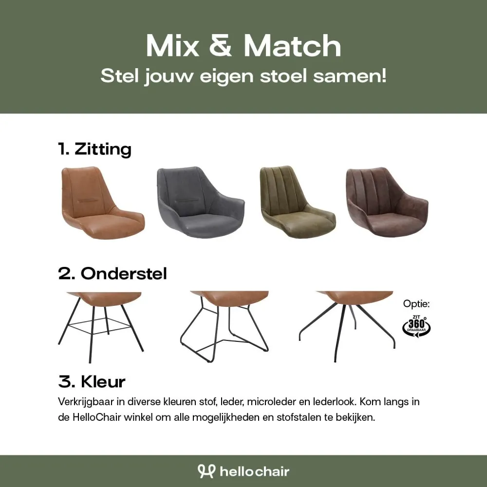 Comodo Carbina eetkamerstoel cognac leder XL Company