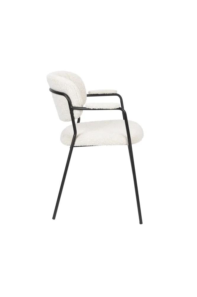 Set van 2 eetkamerstoelen Alina bouclé met armleuning Zuiver BV