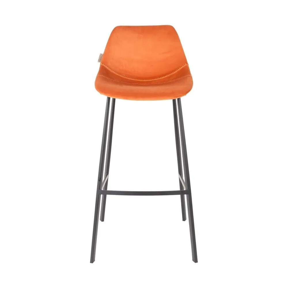 Dutchbone Franky barkruk H80 velvet orange Zuiver