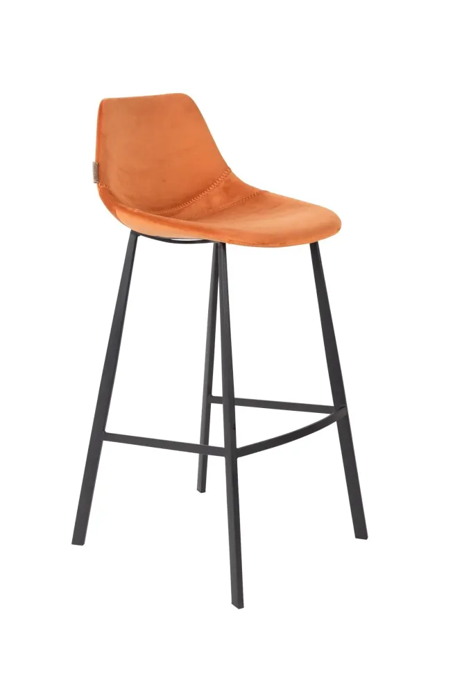 Dutchbone Franky barkruk H80 velvet orange Zuiver