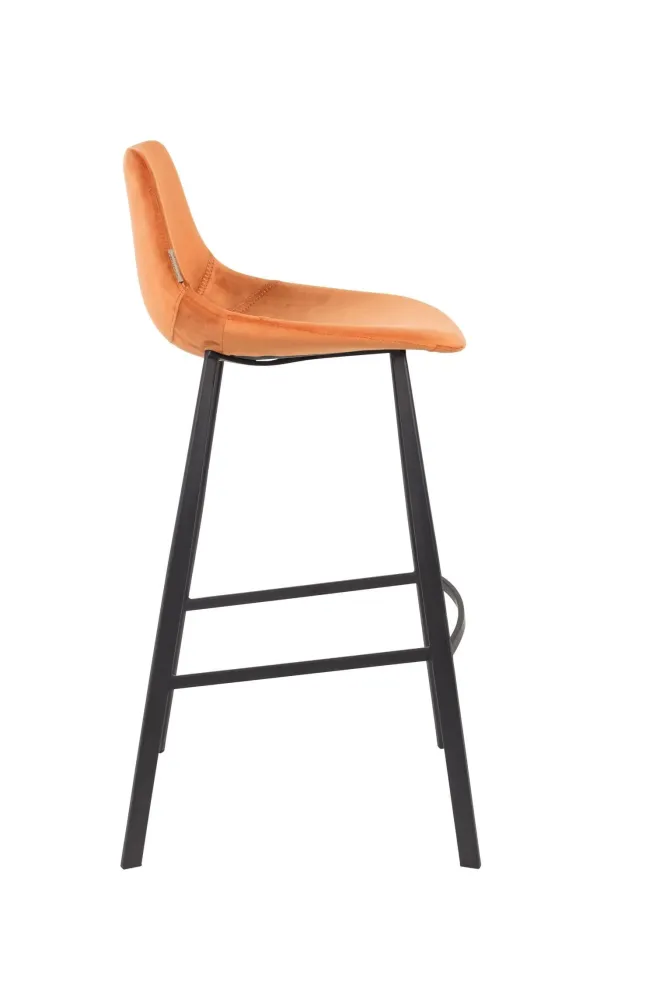 Dutchbone Franky barkruk H80 velvet orange Zuiver