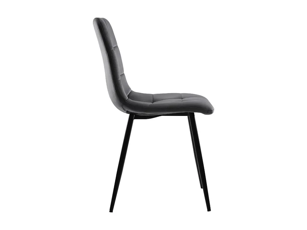 Eettafelset 140 x 80 cm met 4 fluwelen gestoffeerde stoelen - zwart metalen poten - Wit + grijs Merax