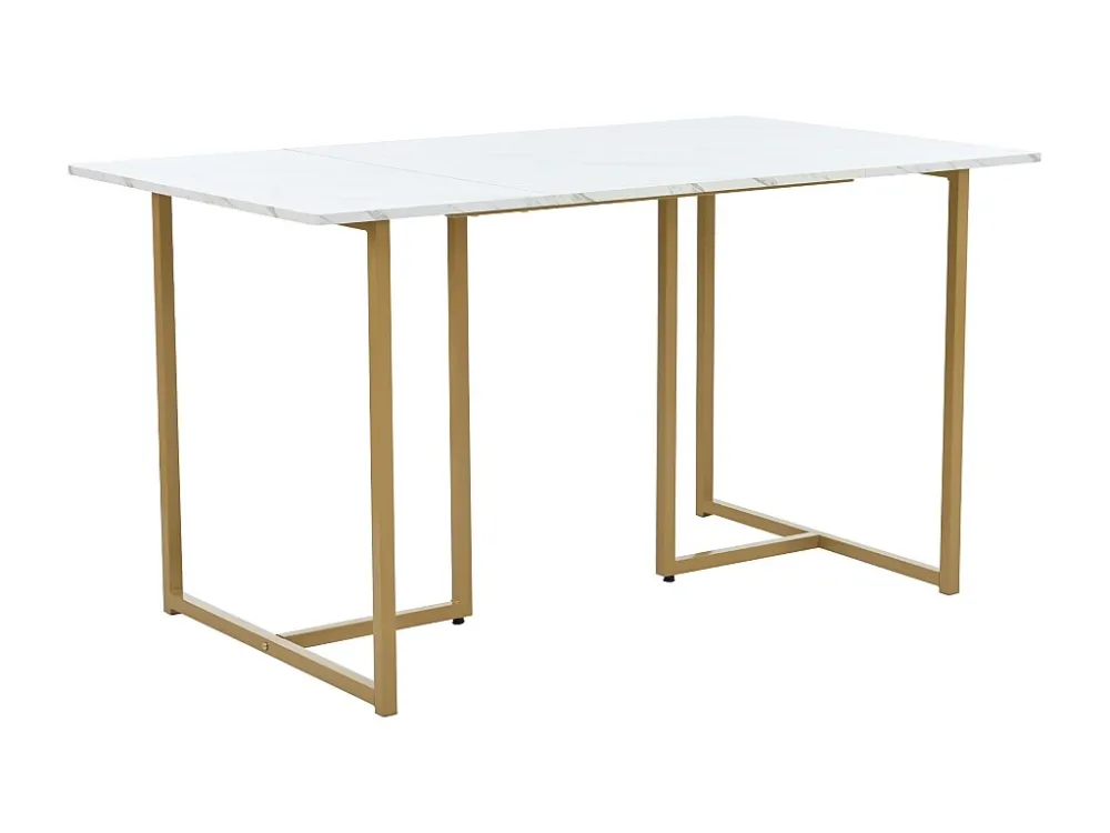 Eettafelset 140 x 80 x 75 cm met 4 fluwelen stoelen - MDF hout en goud metaal - Grijs Merax