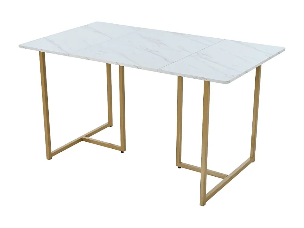 Eettafelset 140 x 80 x 75 cm met 4 fluwelen stoelen - MDF hout en goud metaal - Grijs Merax