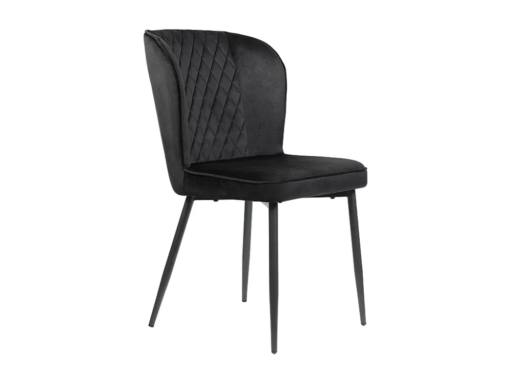 Eettafelset 140 x 80 x 75 cm met 4 fluwelen stoelen - MDF hout en metaal - Zwart Merax