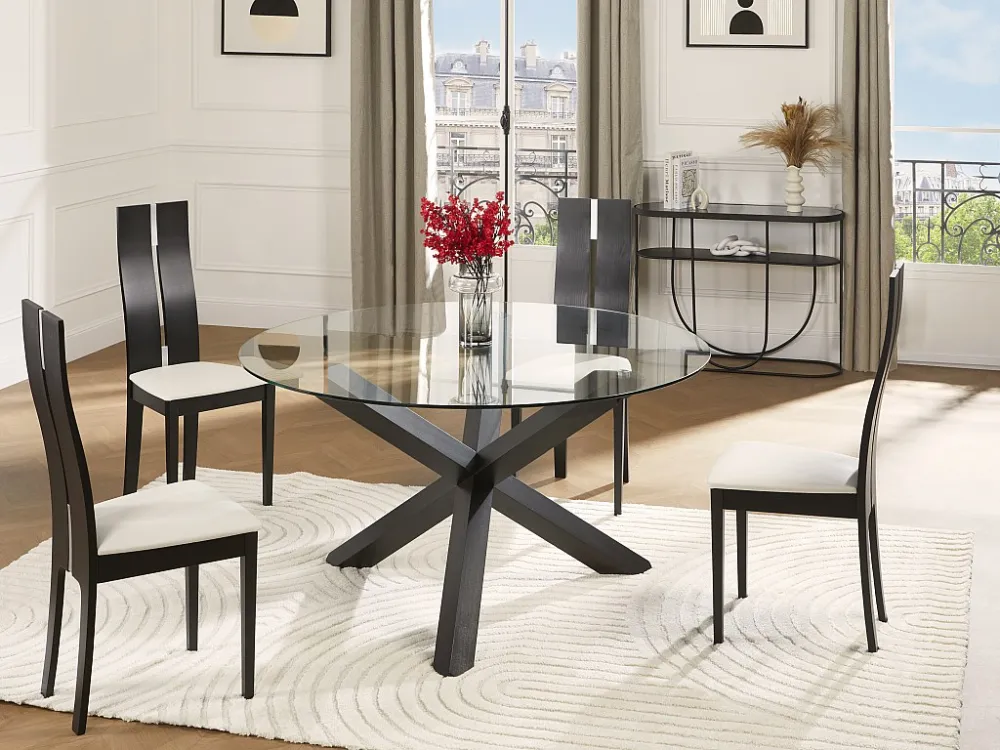 Set tafel CENTAURI + 4 stoelen SALENA - Beukenhout - Wengé