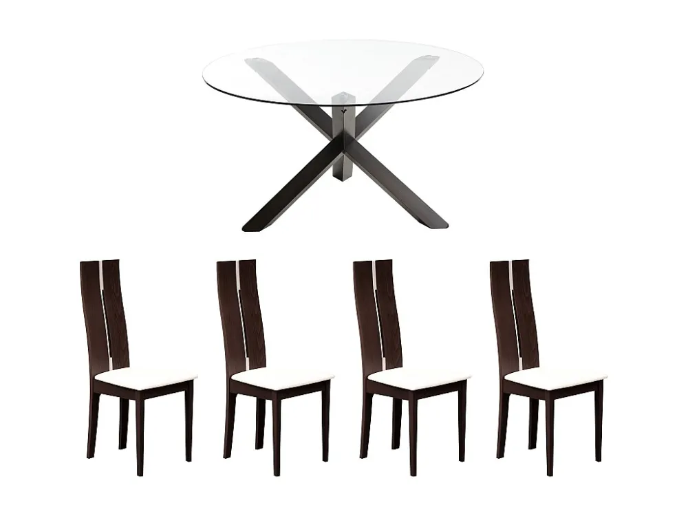 Set tafel CENTAURI + 4 stoelen SALENA - Beukenhout - Wengé