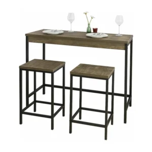 SoBuy OGT30-N 3-delige Bartafelset Bartafel met 2 krukken MDF