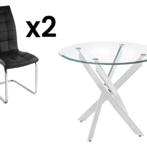Tafelset met eettafel COSIMA + 2 stoelen NADYA - Zwart - Koop nu