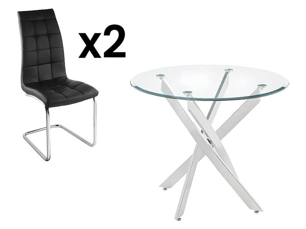 Tafelset met eettafel COSIMA + 2 stoelen NADYA - Zwart - Koop nu