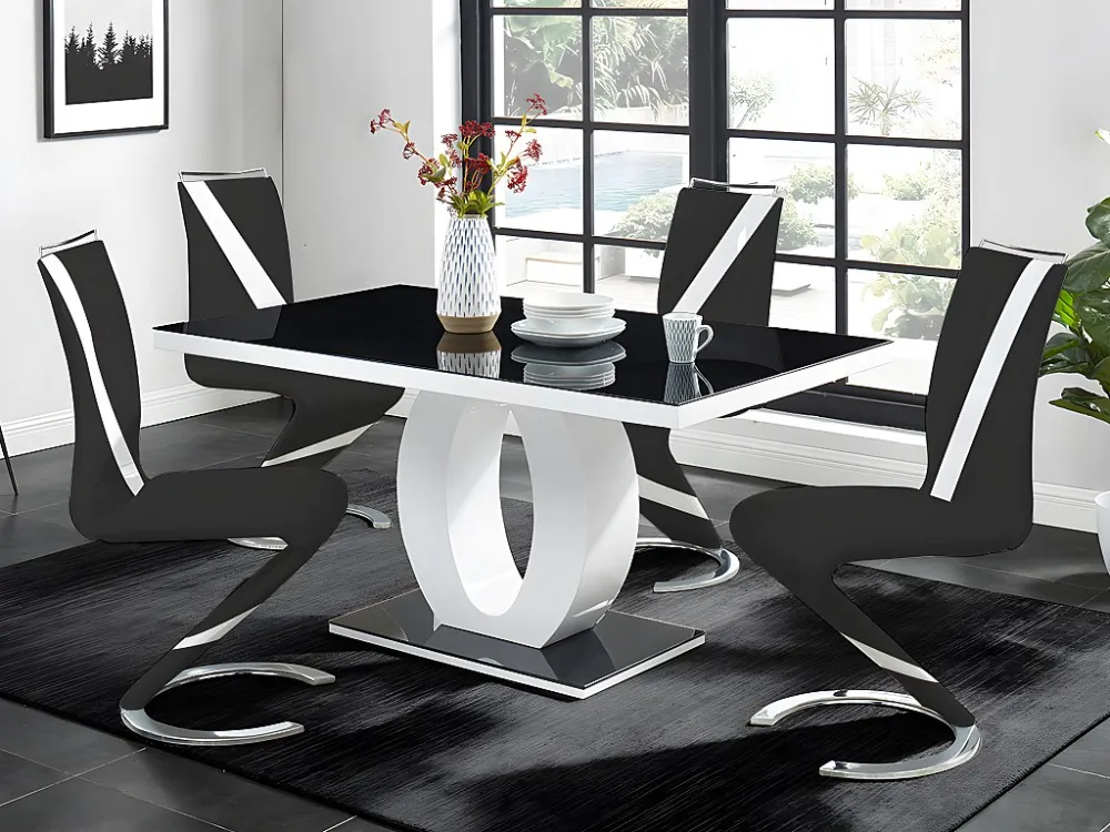 Tafelset TWIST + 4 stoelen TWIZY - Zwart en wit - Koop nu goedkoop online