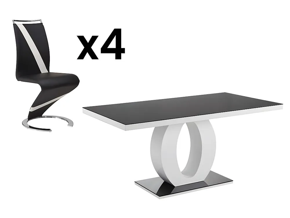 Tafelset TWIST + 4 stoelen TWIZY - Zwart en wit - Koop nu goedkoop online
