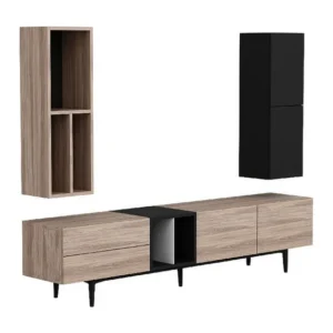 Elettra TV-Meubel, Zwart, Grenen, 195x37x90 cm, EPIKASA