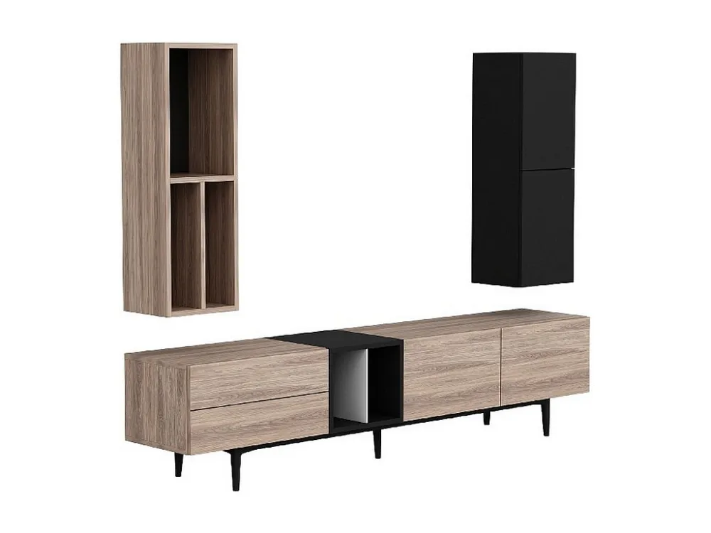 Elettra TV-Meubel, Zwart, Grenen, 195x37x90 cm, EPIKASA