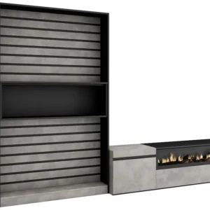 Meubels voor woonkamer, 260x186x35cm, Voor tv's tot 65", Elektrische haard, Cement Skraut Home