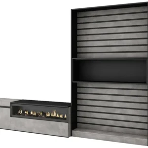 Meubels voor woonkamer, 260x186x35cm, Voor tv's tot 65", Elektrische haard, Cement Skraut Home
