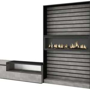 Meubels voor woonkamer, 260x186x35cm, Voor tv's tot 65", Elektrische haard, Cement Skraut Home