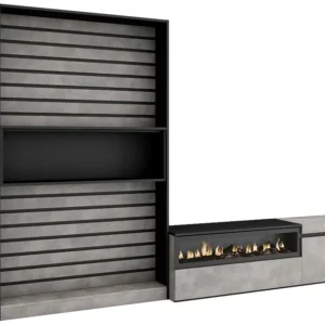 Meubels voor woonkamer, 260x186x35cm, Voor tv's tot 65", Elektrische haard, Cement Skraut Home