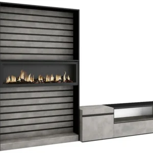 Meubels voor woonkamer, 260x186x35cm, Voor tv's tot 65", Elektrische haard, Cement Skraut Home