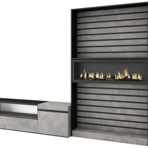Meubels voor woonkamer, 260x186x35cm, Voor tv's tot 65", Elektrische haard, Cement Skraut Home