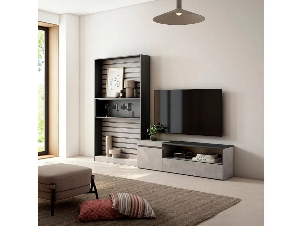 Meubels voor woonkamer, 260x186x35cm, Voor tv's tot 65", TV-Tafel, Cement Skraut Home