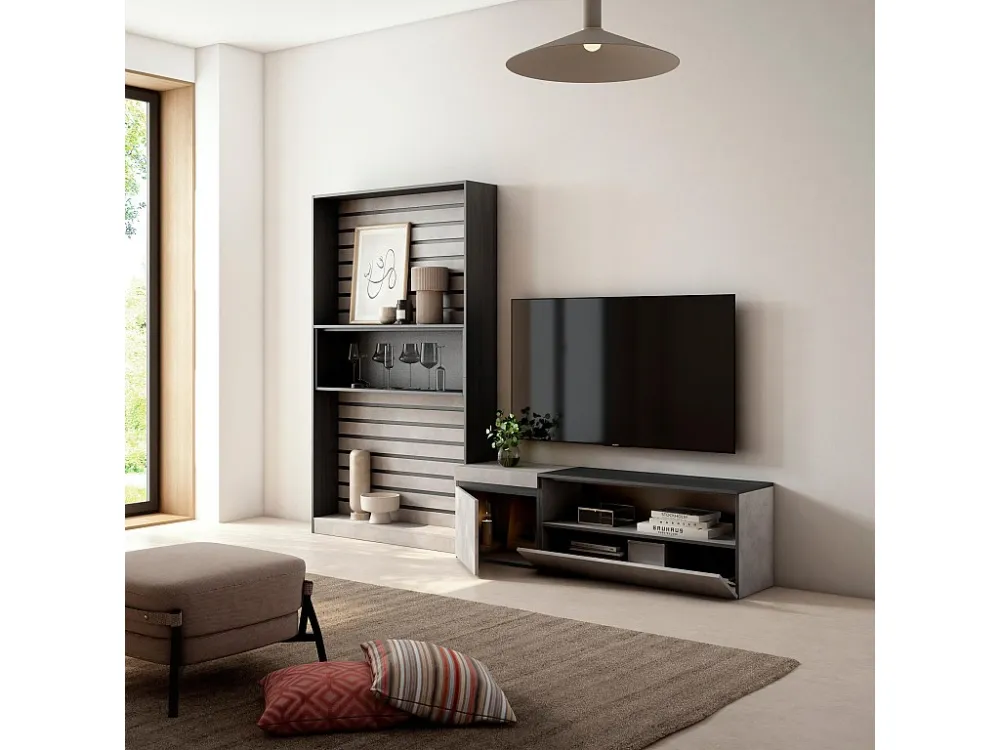 Meubels voor woonkamer, 260x186x35cm, Voor tv's tot 65", TV-Tafel, Cement Skraut Home