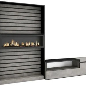 Meubels voor woonkamer, 260x186x35cm, Voor tv's tot 65", Elektrische haard, Cement Skraut Home