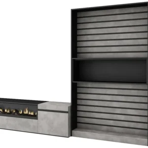 Meubels voor woonkamer, 260x186x35cm, Voor tv's tot 65", Elektrische haard, Cement Skraut Home