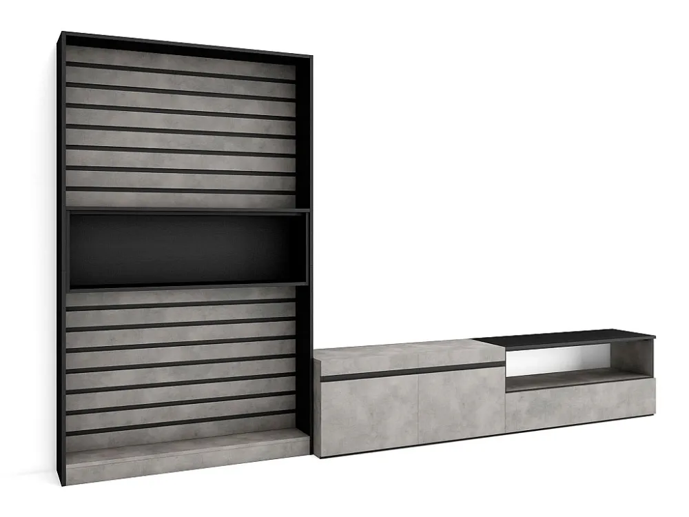 Meubels voor woonkamer, 310x186x35cm, Voor tv's tot 80", TV-Tafel, Cement Skraut Home