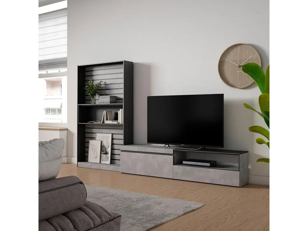 Meubels voor woonkamer, 310x186x35cm, Voor tv's tot 80", TV-Tafel, Cement Skraut Home