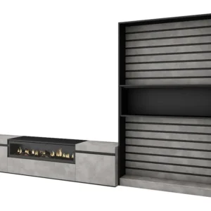 Meubels voor woonkamer, 310x186x35cm, Voor tv's tot 80", Elektrische haard, Cement Skraut Home