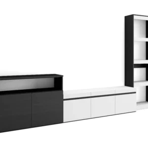 Meubels voor woonkamer, 310x186x35cm, Voor tv's tot 65", TV-Tafel, Wit en Zwart Skraut Home