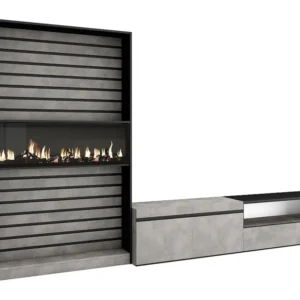 Meubels voor woonkamer, 310x186x35cm, Voor tv's tot 80", Elektrische haard, Cement Skraut Home