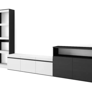 Meubels voor woonkamer, 310x186x35cm, Voor tv's tot 65", TV-Tafel, Wit en Zwart Skraut Home