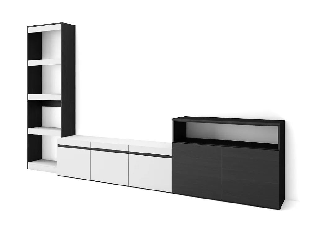 Meubels voor woonkamer, 310x186x35cm, Voor tv's tot 65", TV-Tafel, Wit en Zwart Skraut Home
