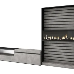 Meubels voor woonkamer, 310x186x35cm, Voor tv's tot 80", Elektrische haard, Cement Skraut Home