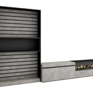 Meubels voor woonkamer, 310x186x35cm, Voor tv's tot 80", Elektrische haard, Cement Skraut Home